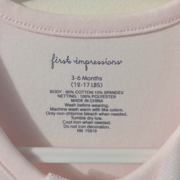 First Impressions • Baby Ballet Outfit Light Pink with Tutu Size 3-6 Months - Picture 6 of 8